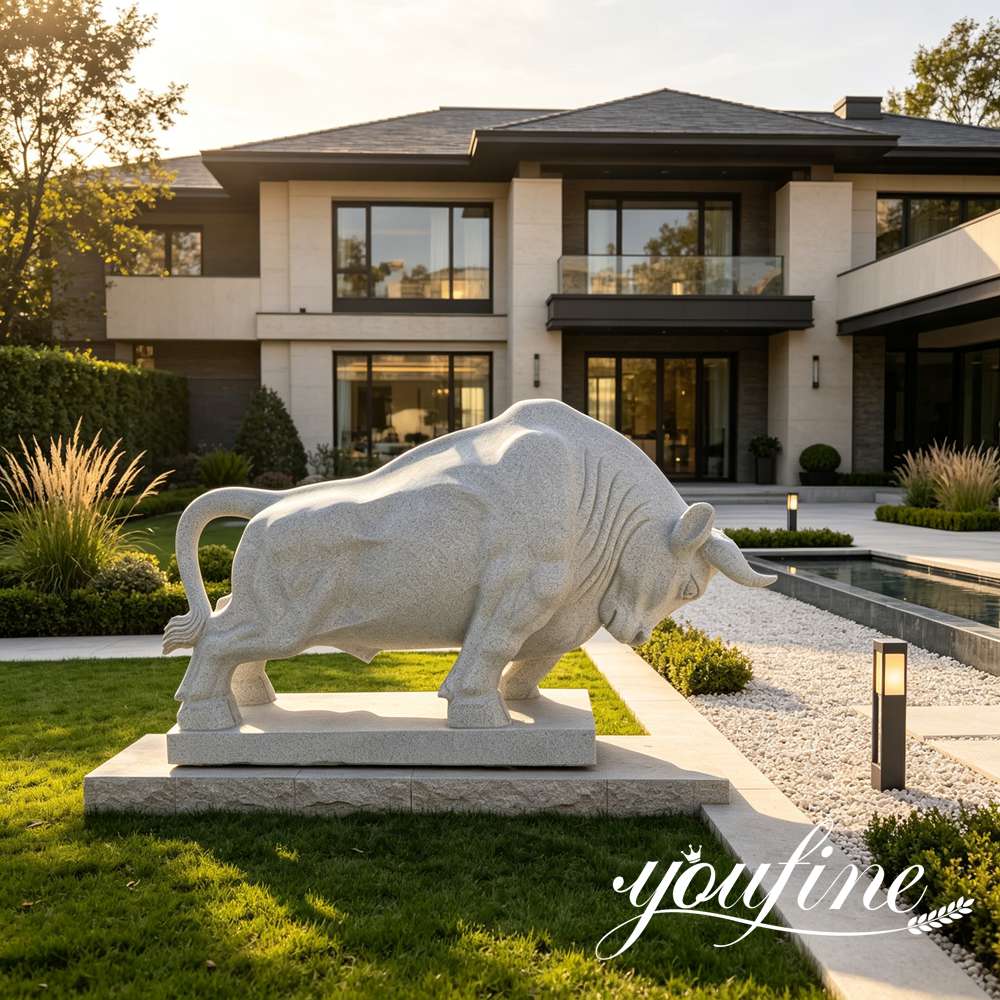 marble bull statue garden landscape