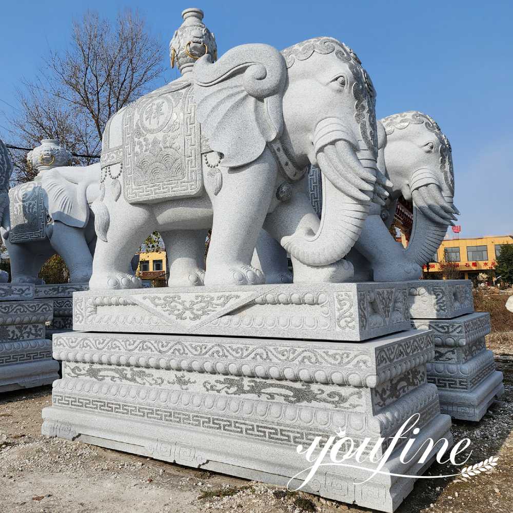marble elephant herd statue