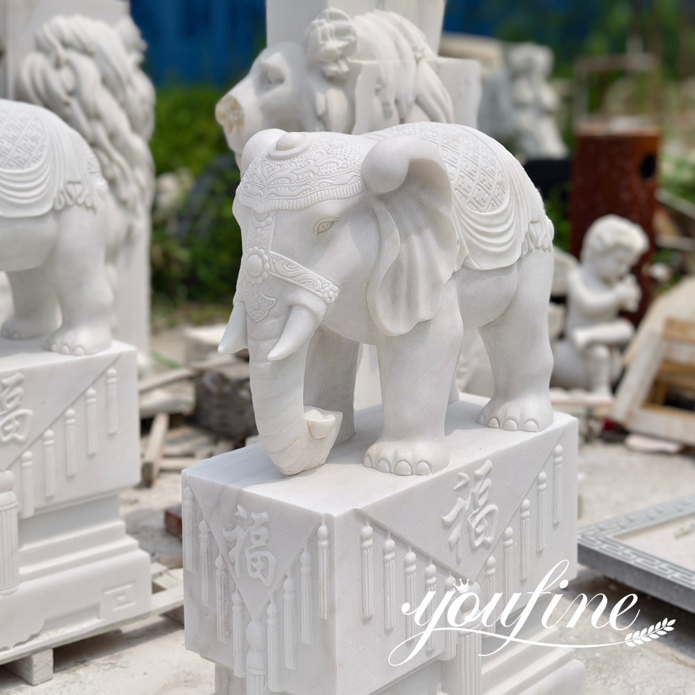 marble elephant statue pair