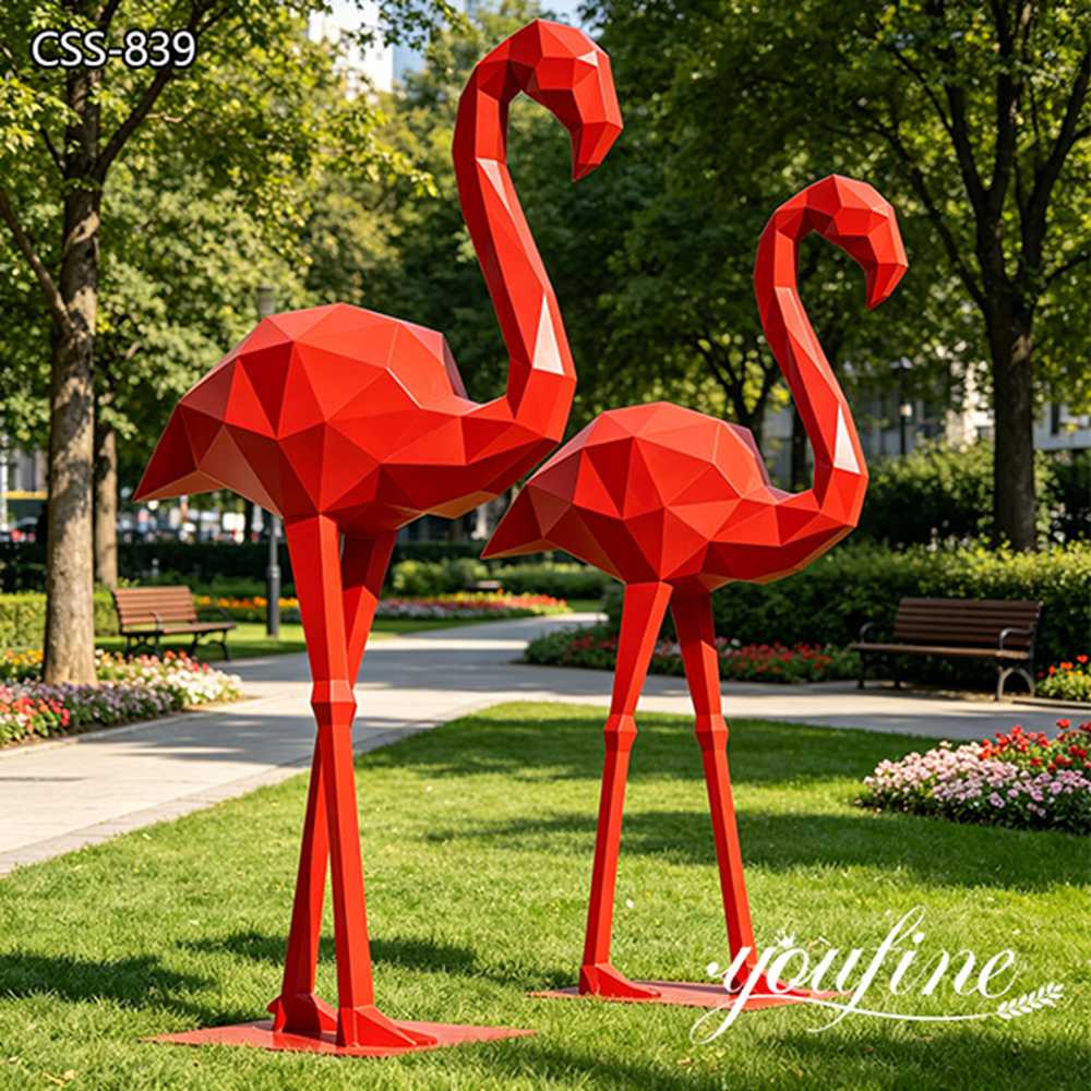 metal flamingo sculpture garden decor