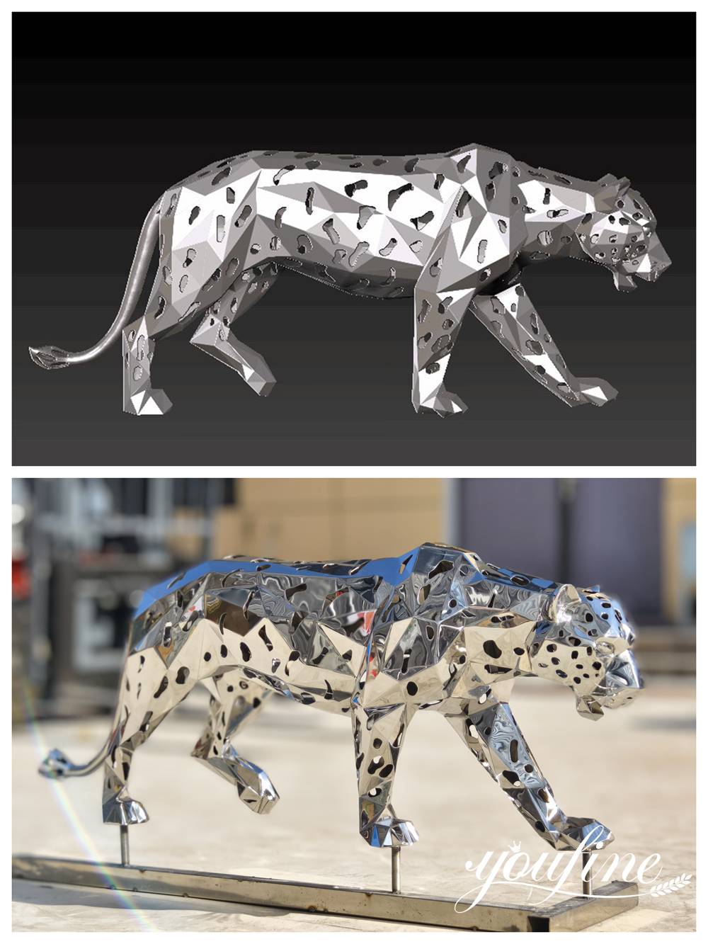 panther sculpture 3D design drawing