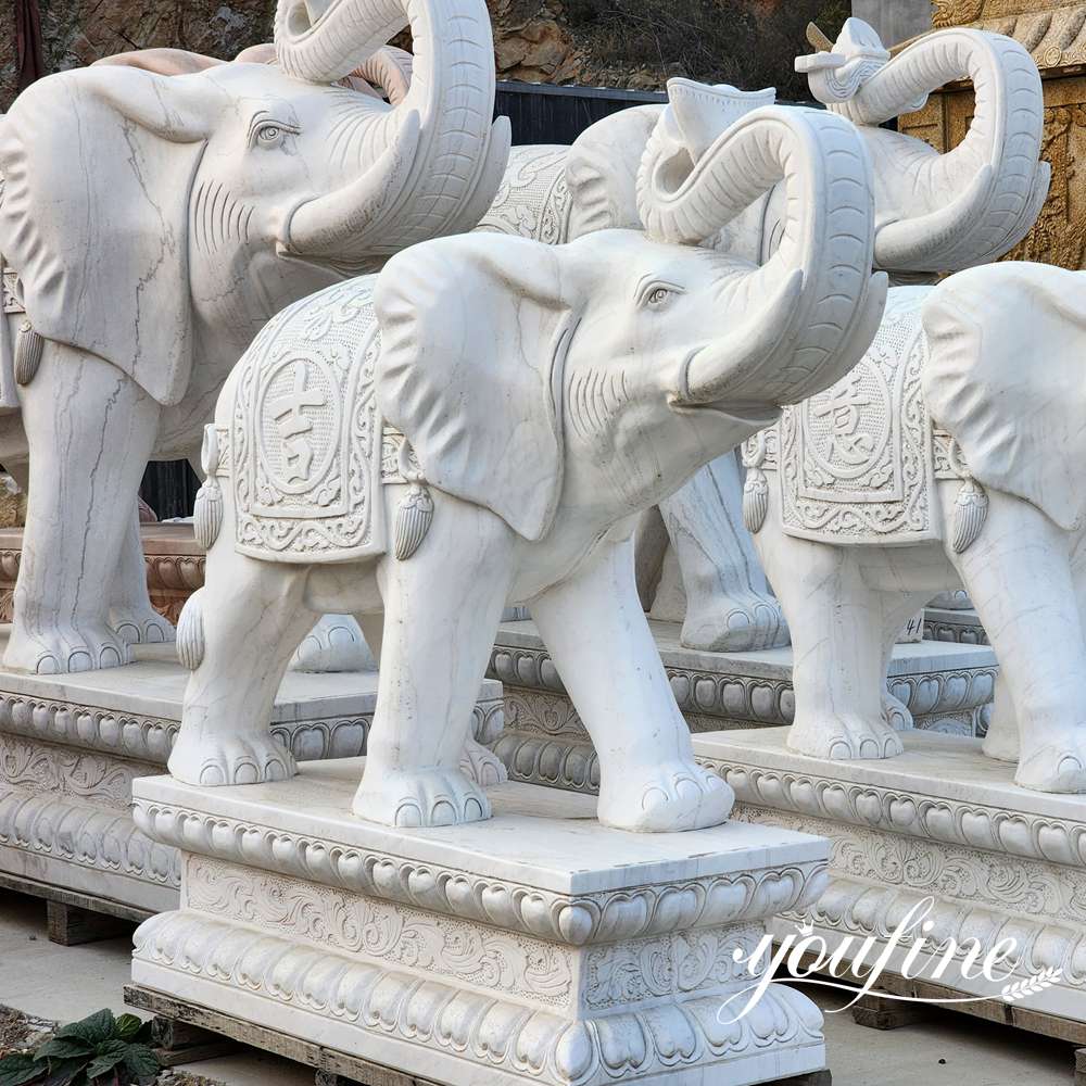 white-marble-elephant-statue-group