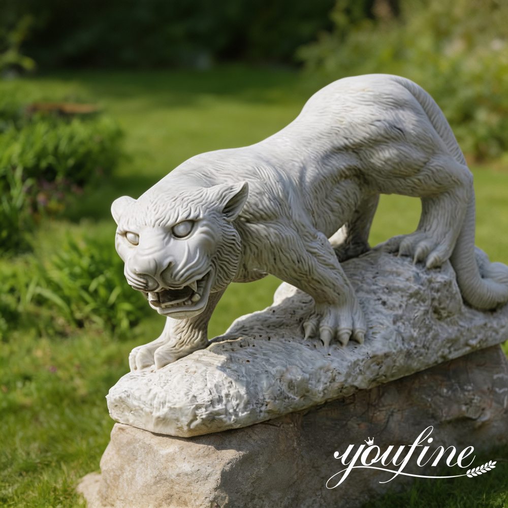 white marble panther statue