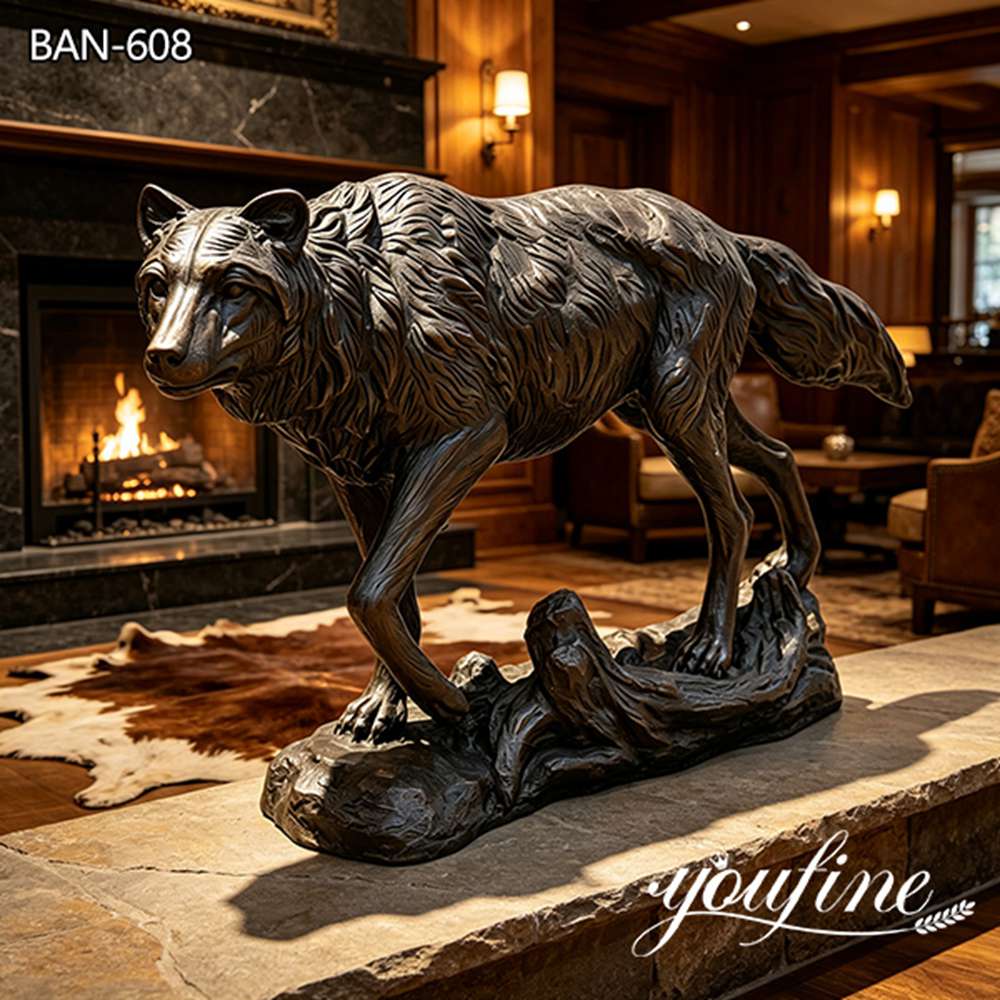 Walking Wolf Sculpture Indoor Decor