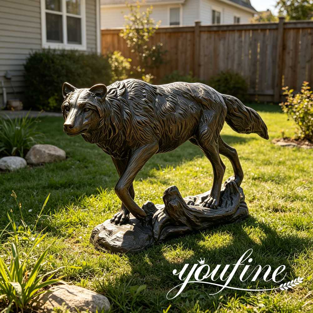 Walking Wolf Statue Front Yard