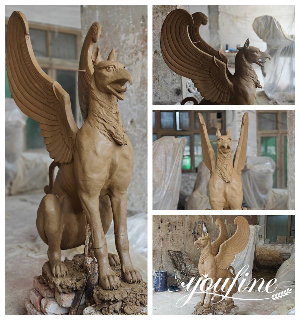 bronze gryphon statue clay model