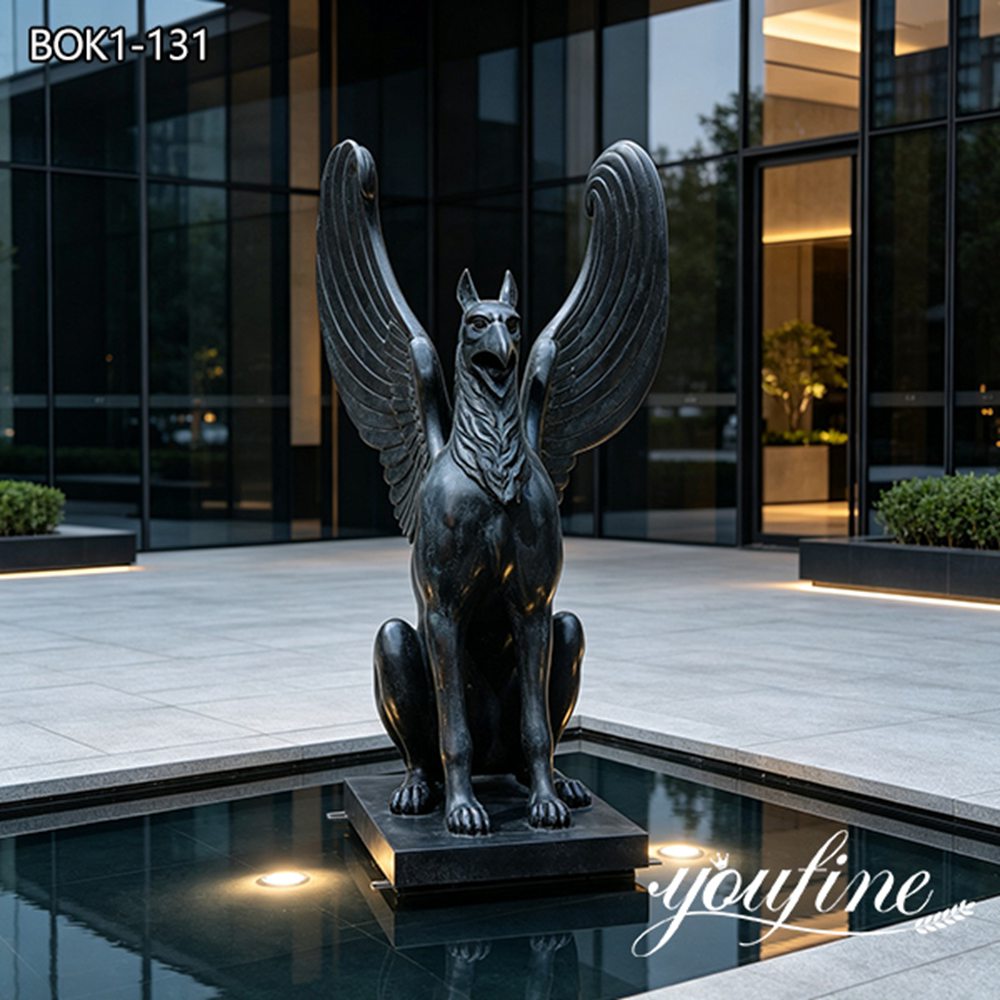 bronze gryphon statue garden