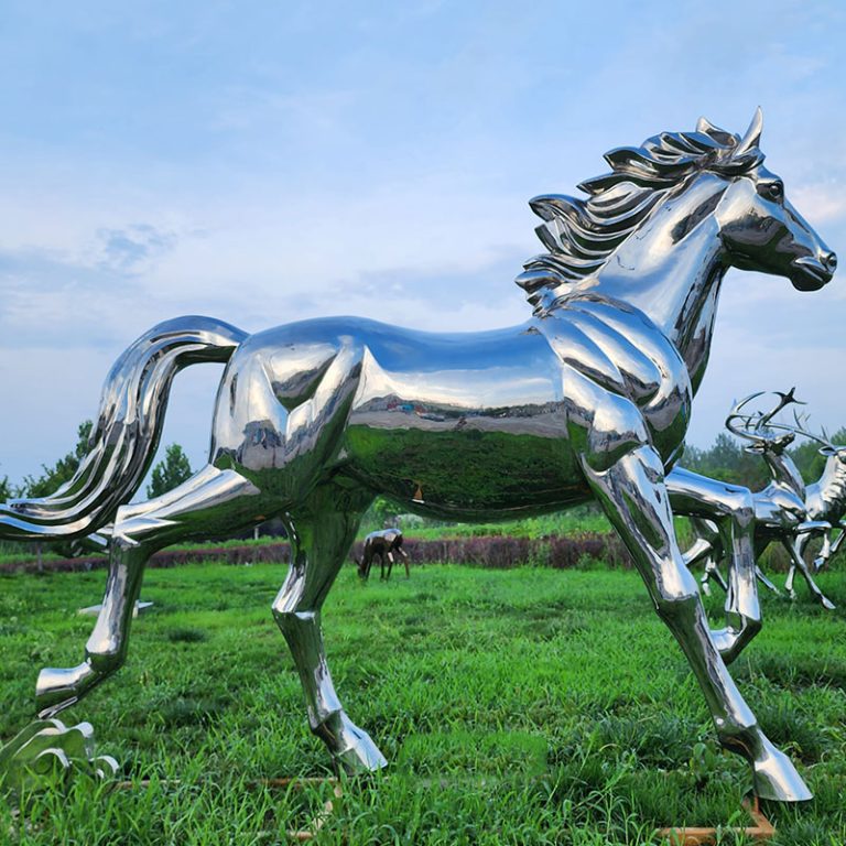 Contemporary stainless steel horse sculpture