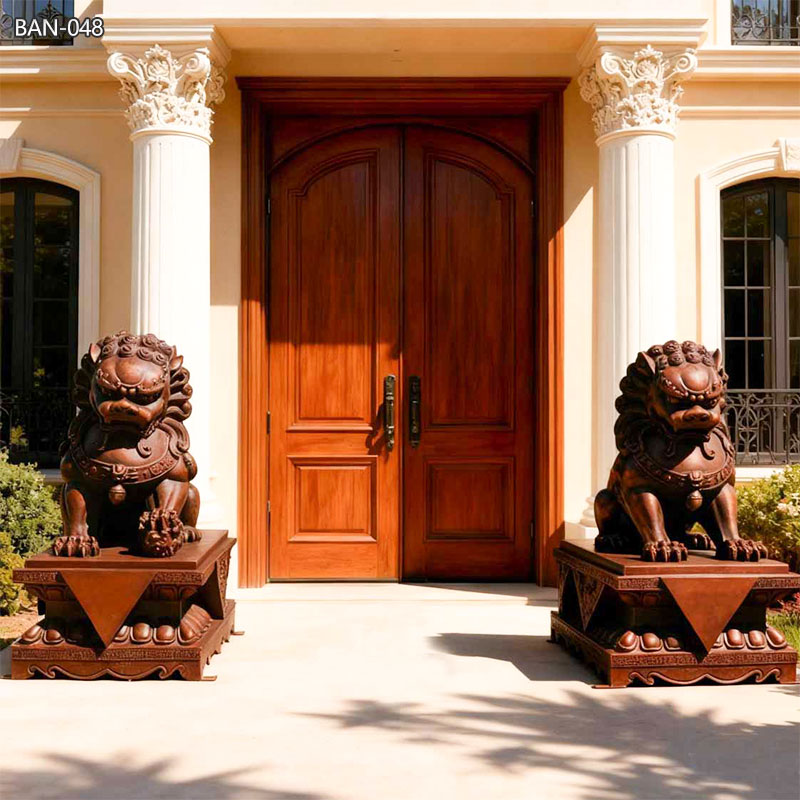 custom antique bronze foo dogs