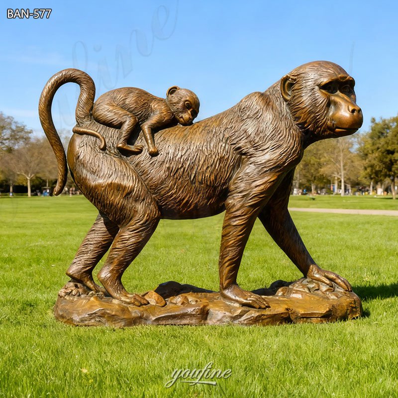 Bronze Life Size Monkey and Baby Statue