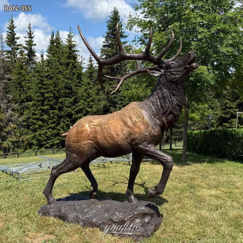 Bronze Roaring Reindeer Statue Outdoor