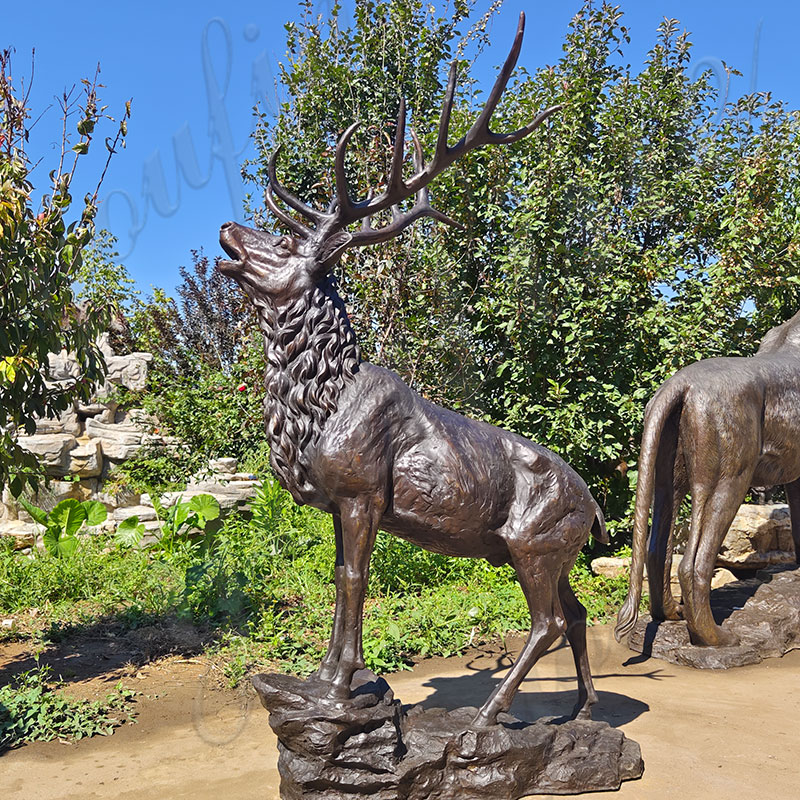 finished black stag statue