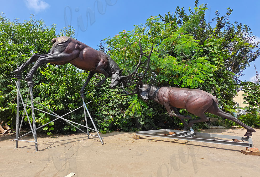 finished fighting elk statue