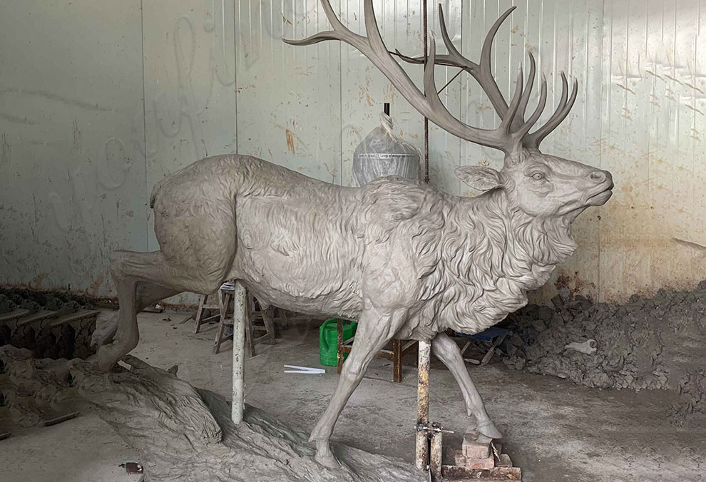 large elk statue clay model