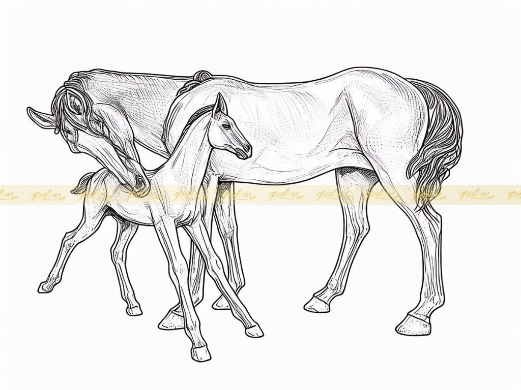mare and foal statue design