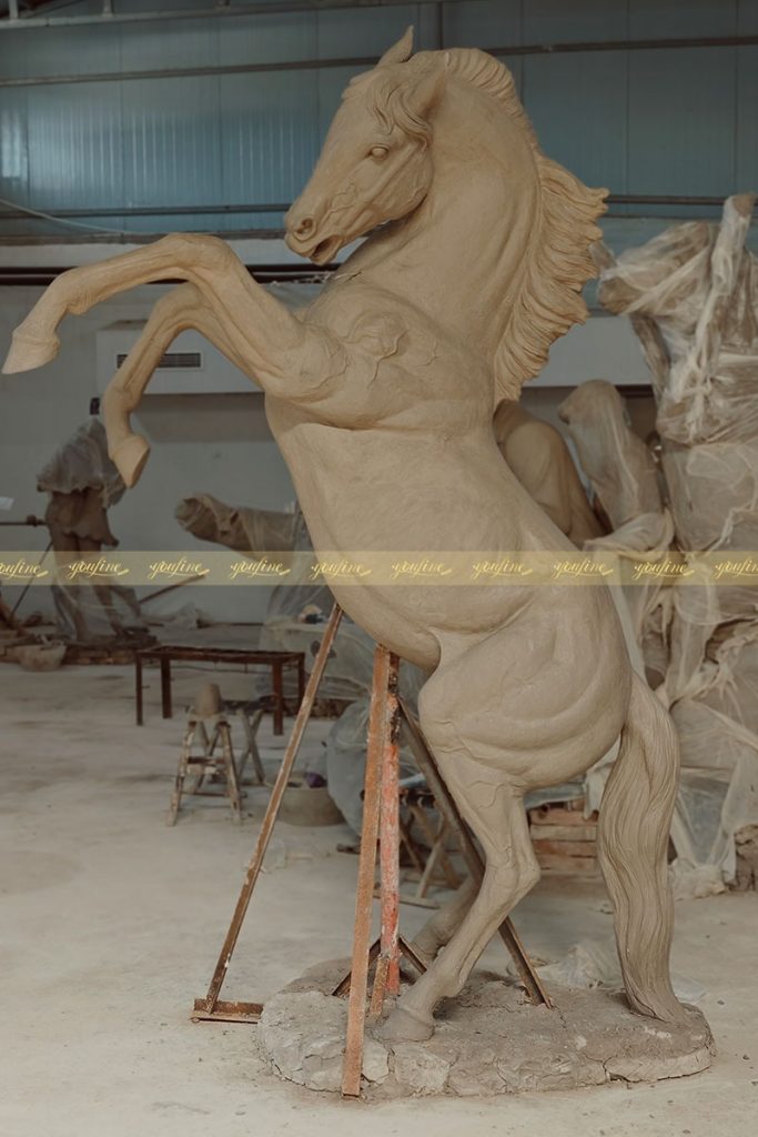 rearing horse statue clay model