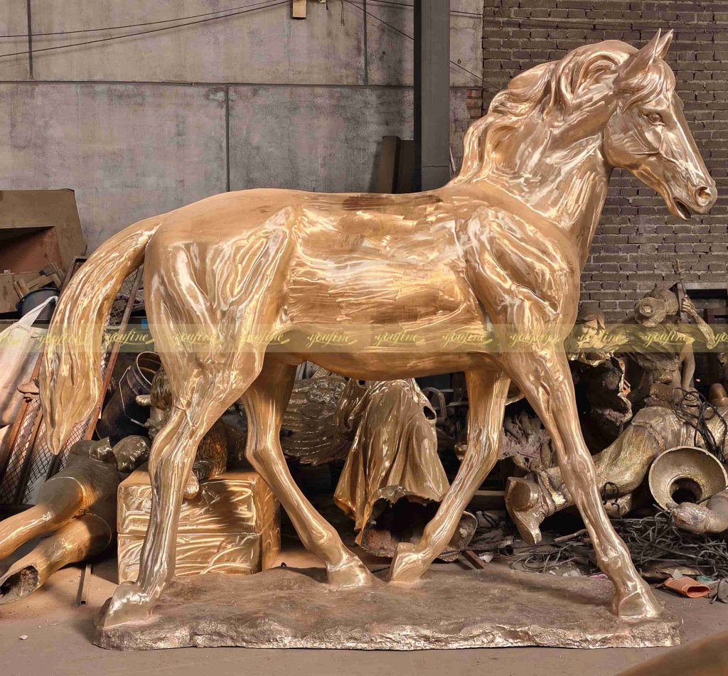 walking horse statue after polishing