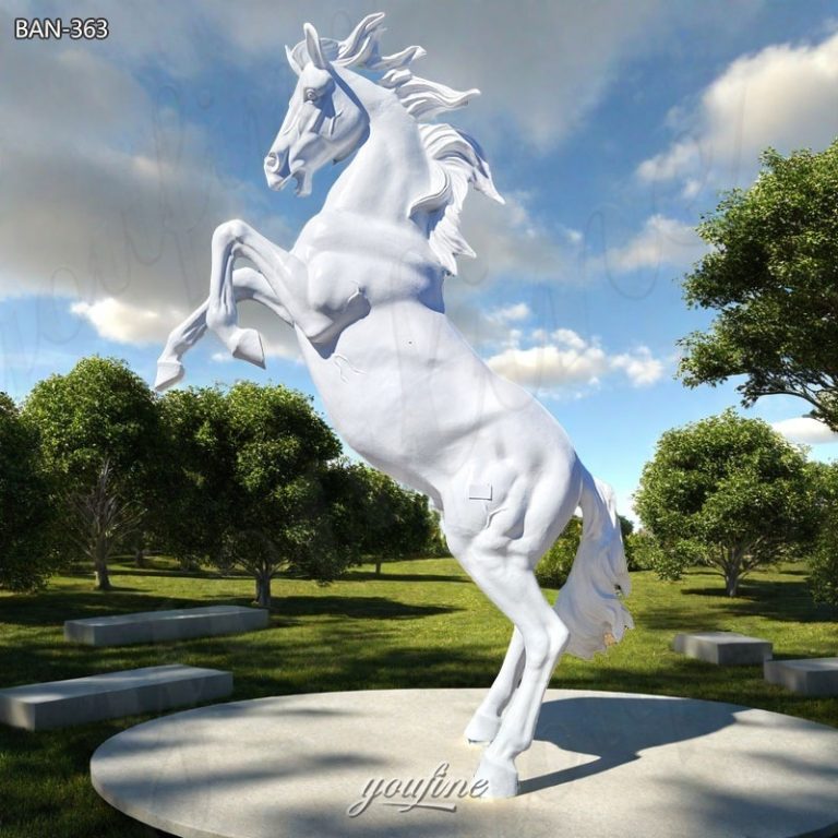 horse statue with two legs up