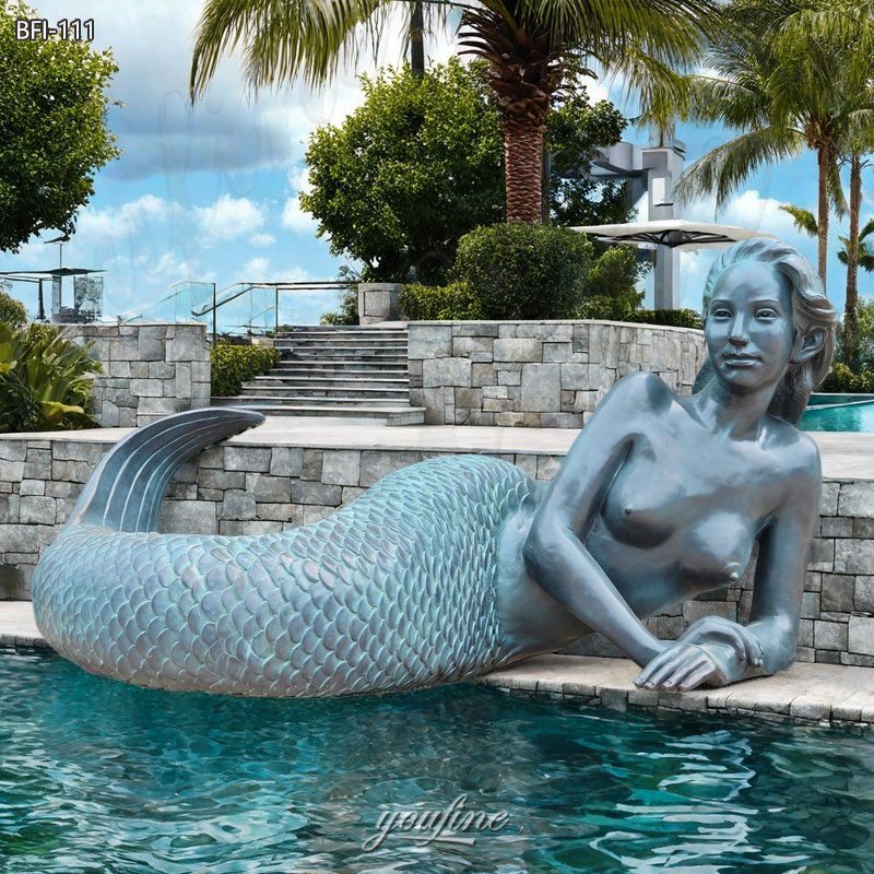 Bronze Mermaid Lying Down Statue