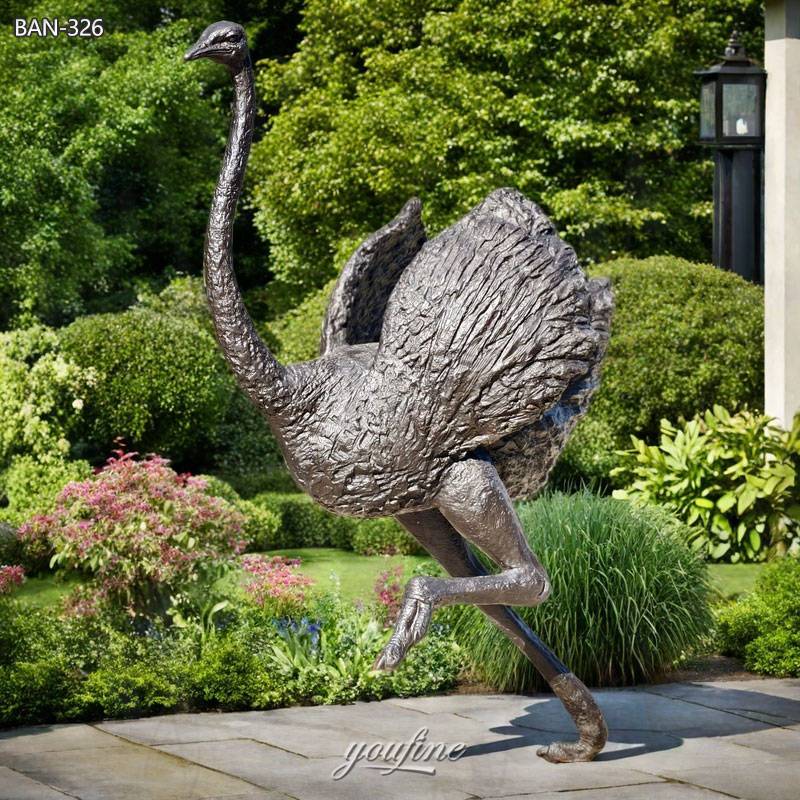 Realistic Running Bronze Ostrich Statue