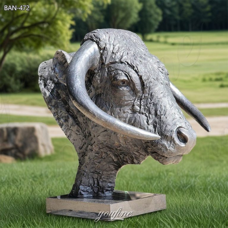 bronze bull bust sculpture