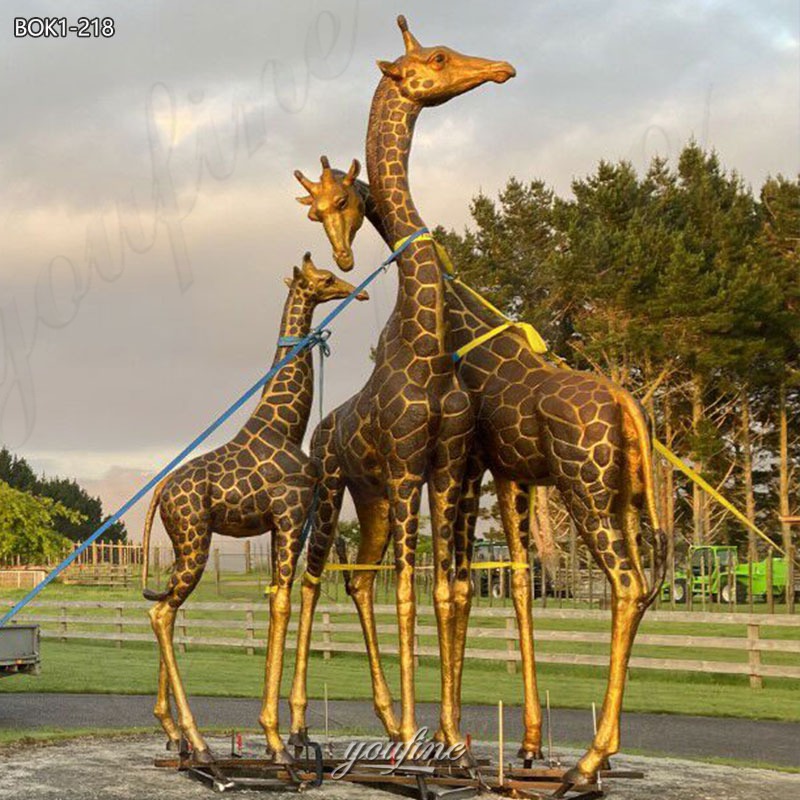 Bronze Large Giraffe Family Sculpture for Sale