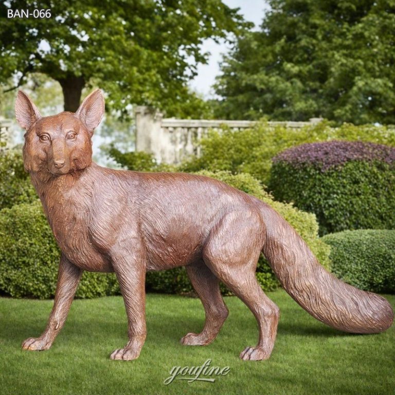 bronze life size fox statue