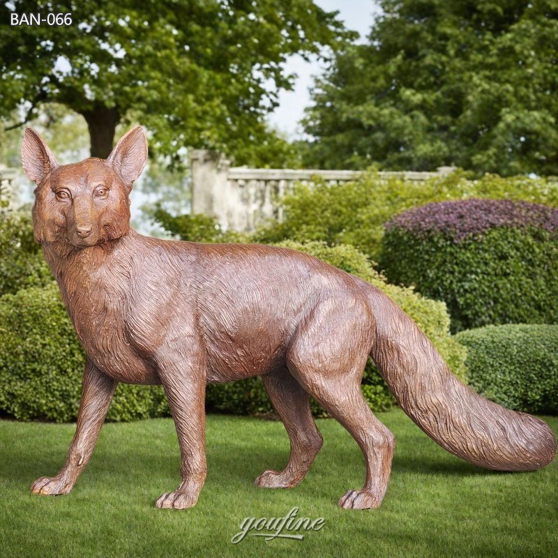 bronze life size fox statue
