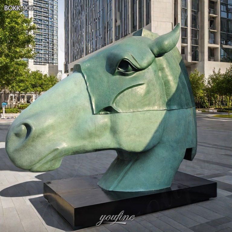 large horse head statue