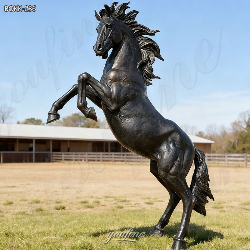 life size bronze rearing horse statue for outdoor