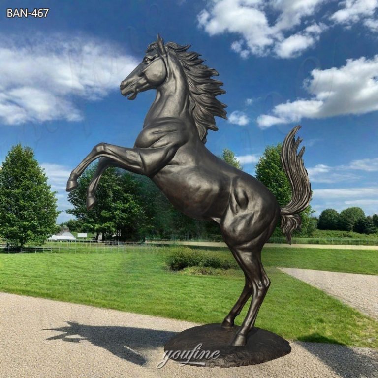 rearing horse garden statue