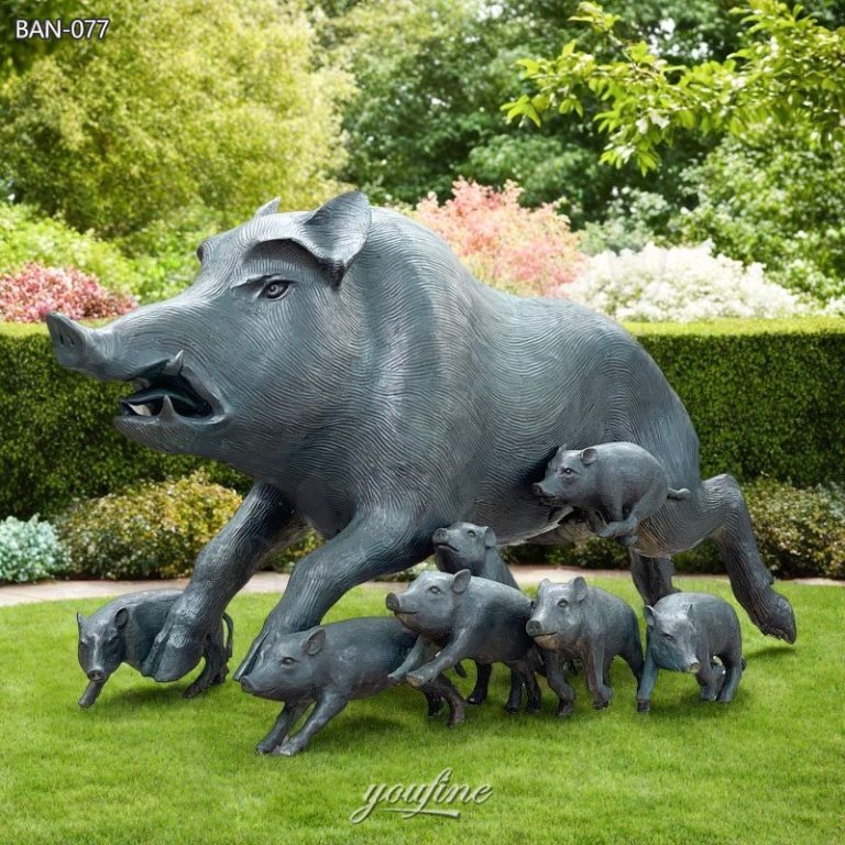 wild boar family statue