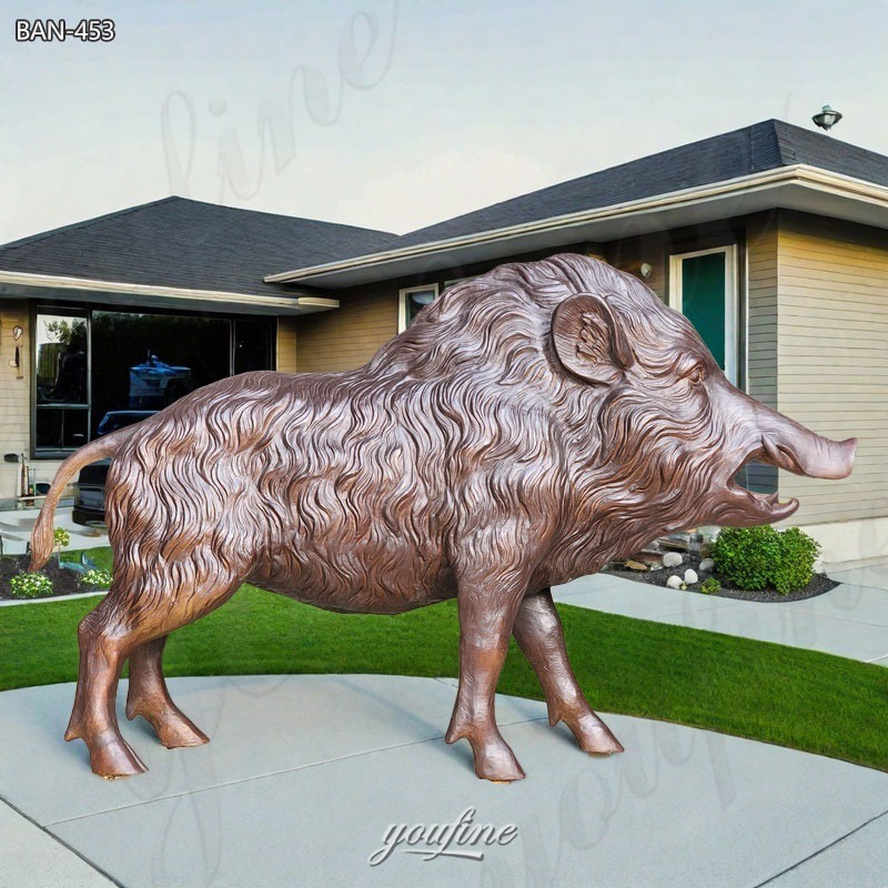 Bronze Wild Boar Garden Ornament