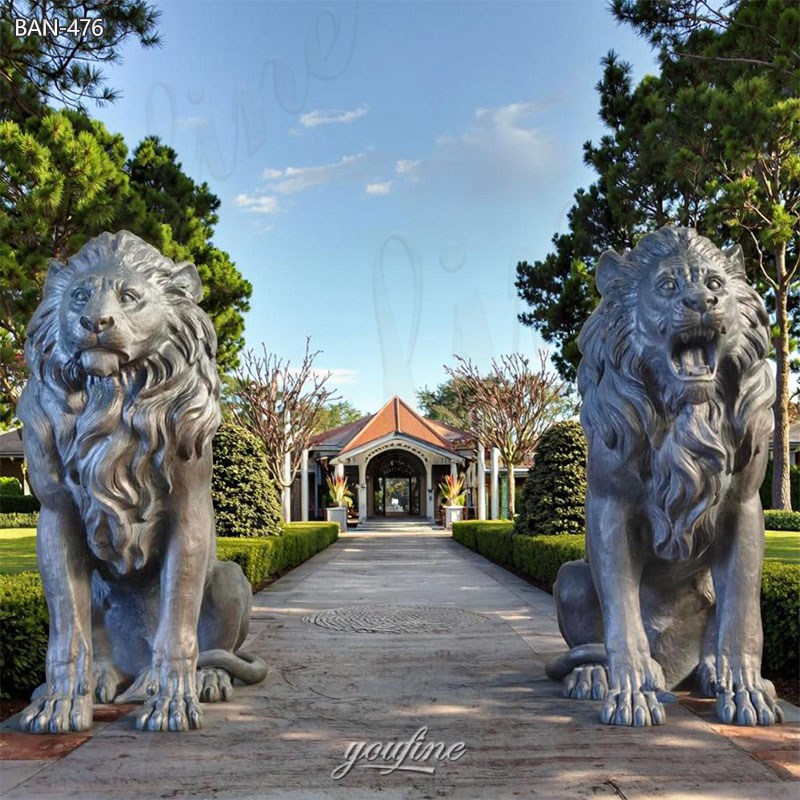 bronze outdoor lion statue