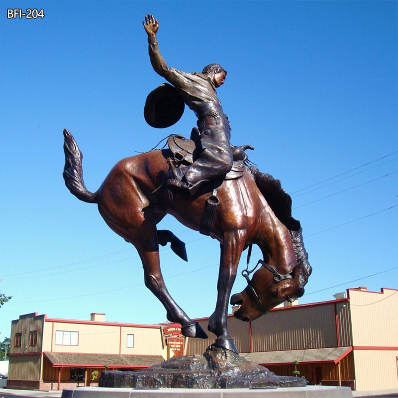 Bronze Wyoming Cowboy on Bucking Horse Statue