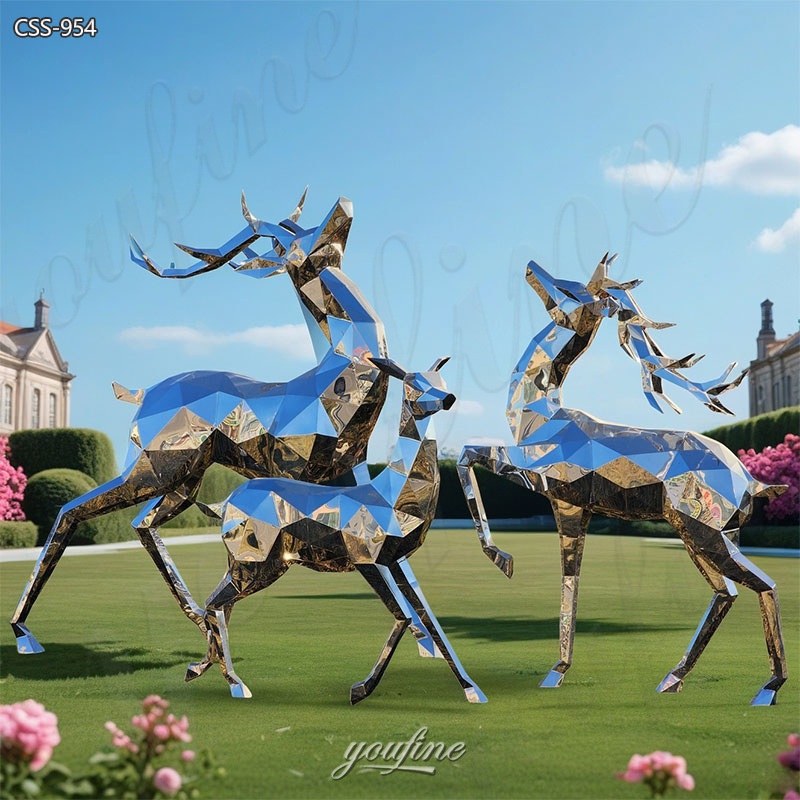 Metal Garden Geometric Deer Sculpture