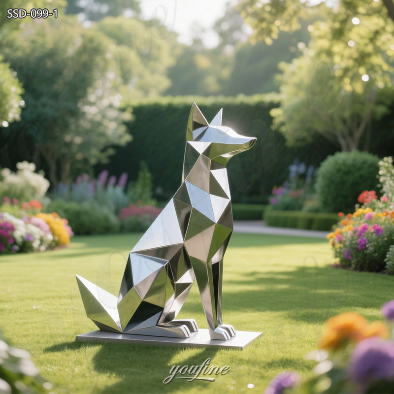Metal Modern Geometric Fox Statue