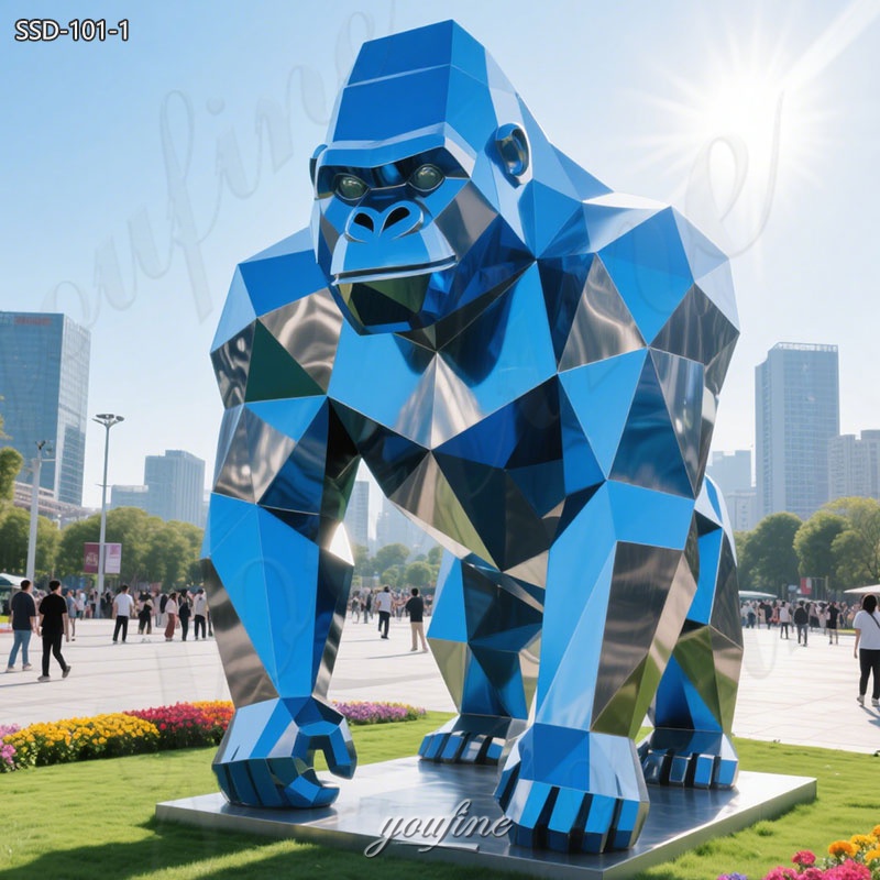 Stainless Steel Geometric Gorilla Statue Art