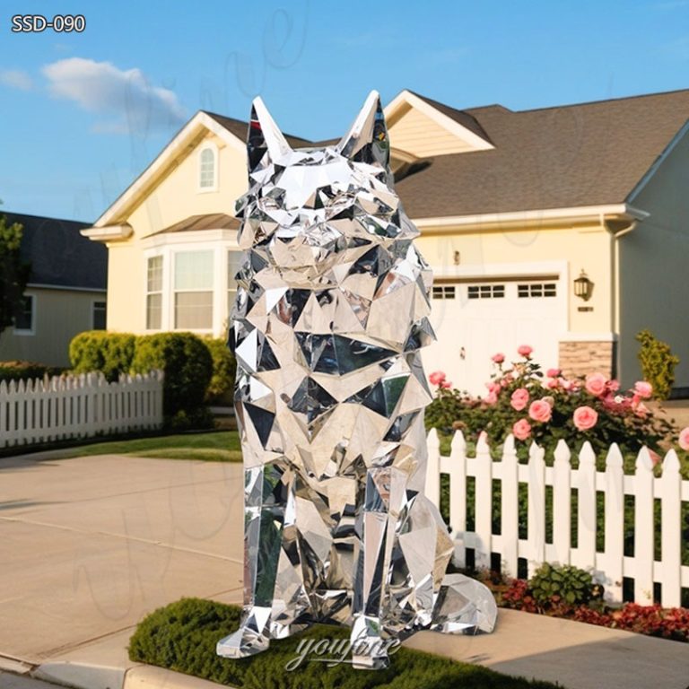 metal geometric wolf sculpture