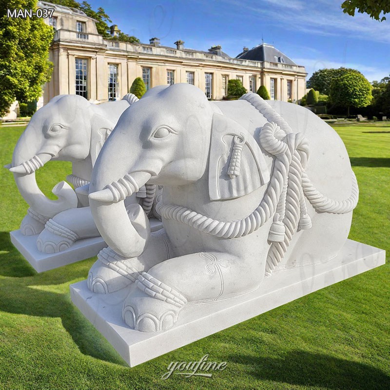 Marble 3 Foot Tall Elephant Statue