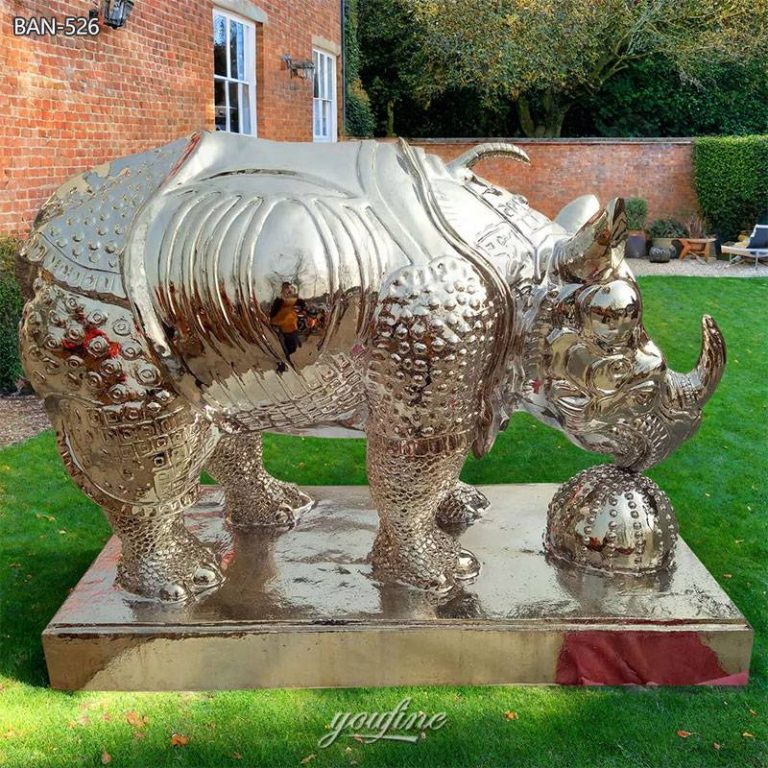 brass rhino sculpture