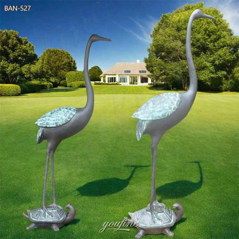 bronze crane statues for home