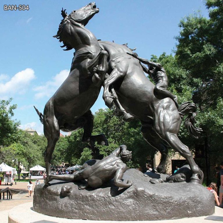bronze fighting stallions statue