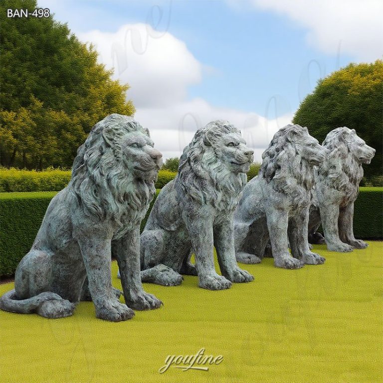 bronze front door lion statues