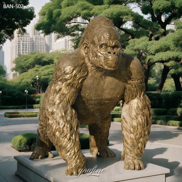 bronze gold gorilla statue