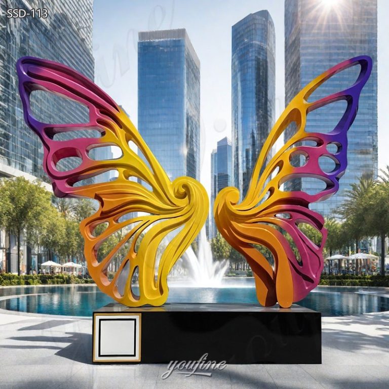 large metal butterfly statue