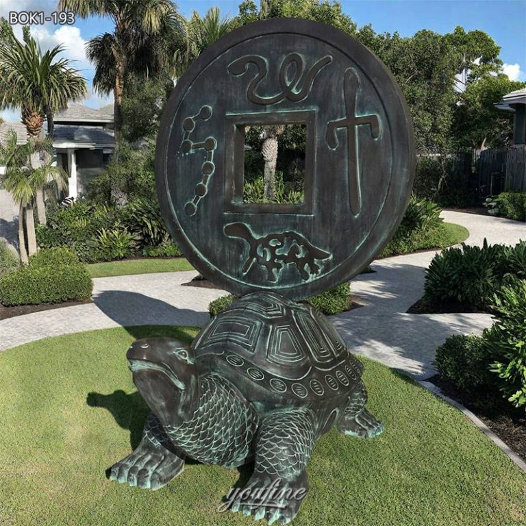 outdoor tortoise bronze statue