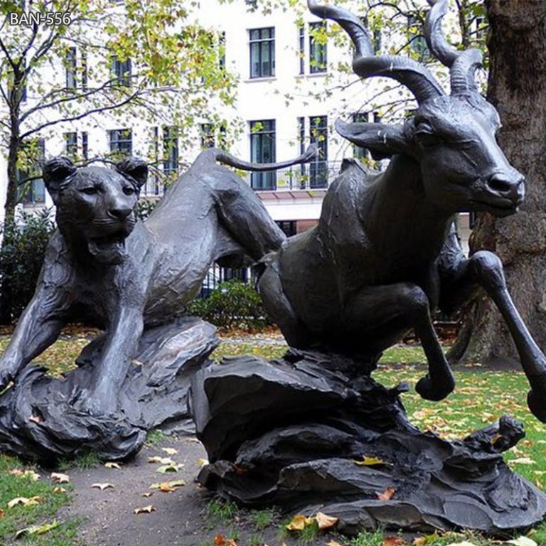 Lioness and the Lesser Kudu statue