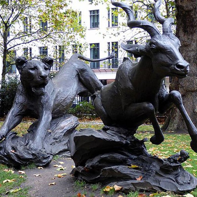 Lioness and the Lesser Kudu statue