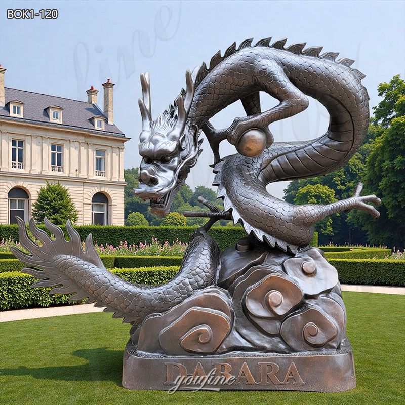 asian dragon garden bronze statue